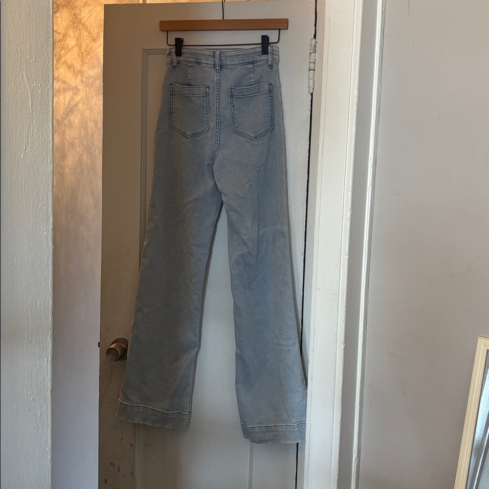 Faherty stretch terry patch pocket blue flare jeans retro hipster festival 26 - Picture 7 of 11